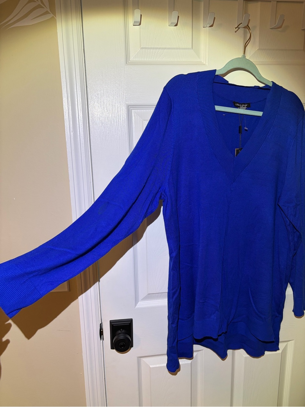 NWT Cable & Gauge Nautical Royal Blue V‑Neck Pullover Knit Tunic Top. 2X - Picture 6 of 7